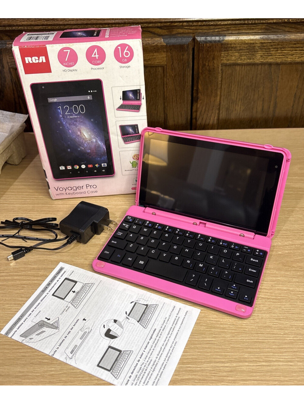 NEW OPEN BOX - RCA 7 Voyager with Keyboard Folio in Bright Pink 16GB